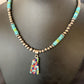 Navajo Multi-Color Blue Turquoise Pendant | Sterling Silver Pearls Necklace | Native American Handmade | 12617