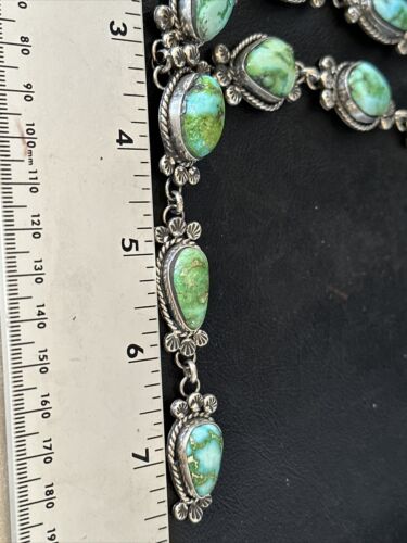 Navajo Sonoran Gold Turquoise Lariat Necklace | Sterling Silver | Native American Handmade | 14347