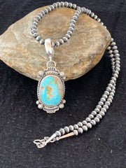 Men's Royston Turquoise Pendant Necklace | Navajo Pearls | Sterling Silver | Authentic Native American | 4302