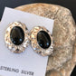 Native American Onyx Nugget Design Earrings | Sterling Silver | Southwestern Handmade | 1" | 3745