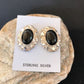 Native American Onyx Nugget Design Earrings | Sterling Silver | Southwestern Handmade | 1" | 3745