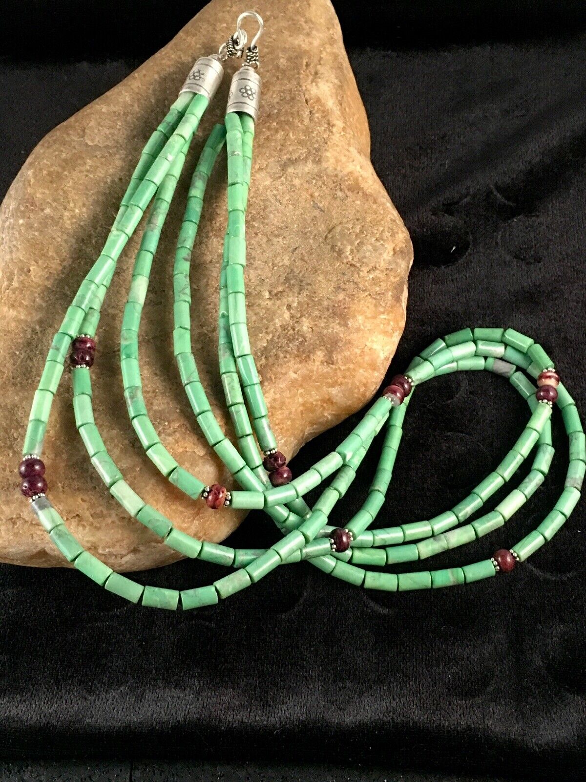 Navajo Spiny Oyster & Turquoise Bead Necklace | Sterling Silver | 21" | Authentic Native American Handmade | 8720
