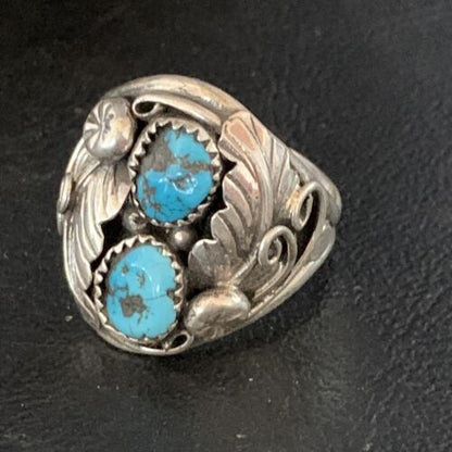 Navajo Kingman Turquoise Multi-Stone Ring | Authentic Native American Sterling Silver | Sz 11.5 | 14127