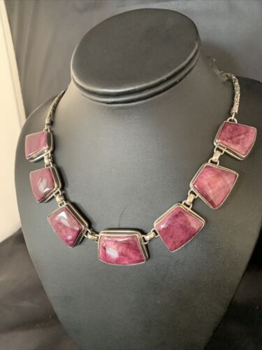Lariat Necklace with Purple Spiny Oyster Choker Pendant | Sterling Silver | 20" | 13791