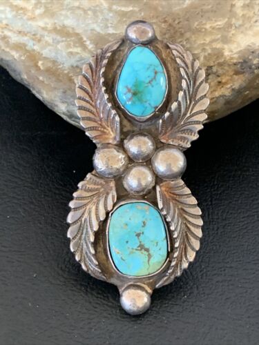 Navajo Blue Royston Turquoise Multi-Stone Ring | Authentic Native American Sterling Silver | Sz 9 | 12064