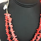 Navajo Native American Coral 2-Strand Bamboo Necklace | Sterling Silver | Southwestern 3253
