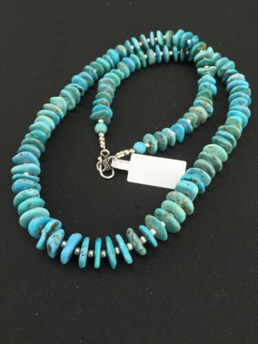 Navajo Sterling Silver Blue Graduated Turquoise Necklace | Authentic Native American | 23" | 1348