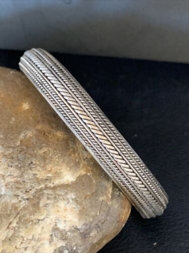 Navajo Stamped Cuff Bracelet | Old Pawn Sterling Silver | Authentic Native American Handmade | 14191