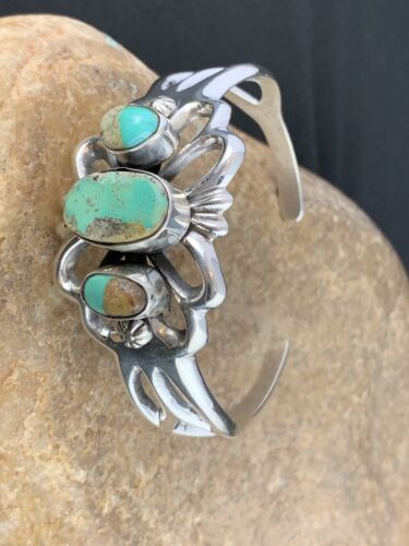 Navajo Sterling Silver Cuff Bracelet | Dry Creek Turquoise | Authentic Native American Handmade | 239