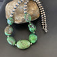 Chunky Navajo Graduated Natural Green Turquoise Necklace | Sterling Silver | Authentic Native American | 18" | 11769