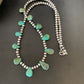 Navajo Green Turquoise Necklace | Sterling Silver | 19" | Authentic Native American Handmade | 12917