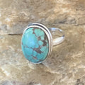 Navajo Spiderweb Blue Turquoise Ring | Sterling Silver | Sz 6 | Authentic Native American Handmade | 11426