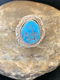 Navajo Blue Kingman Turquoise Ring | Sterling Silver | Sz 8 | Authentic Native American Handmade | 12213