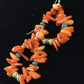 Navajo Orange Coral Turquoise Earrings Set | Sterling Silver | Authentic Native American Handmade | 1784