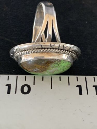 Navajo Green Gaspeite Ring | Sterling Silver | Sz 8.5 | Authentic Native American Handmade | 13780