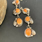 Stunning Handmade Navajo Orange Spiny Oyster Dangle Earrings | Sterling Silver | Authentic Native American | 1226