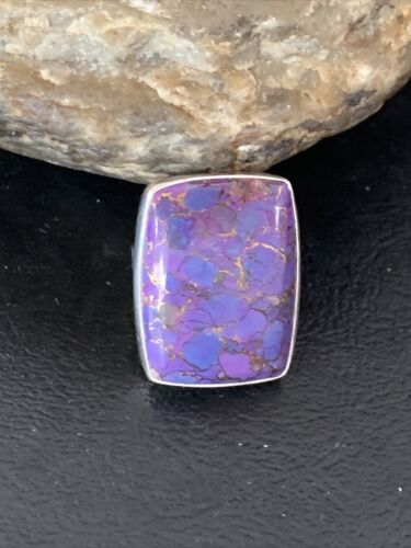 Adjustable Navajo Purple Mojave Turquoise Ring | Sterling Silver | Sz 8 | Authentic Native American Handmade | 11601 - Masha USA