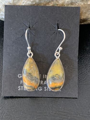 Native American Navajo Bumblebee Jasper Earrings Set | Sterling Silver | Authentic Handmade | 1562