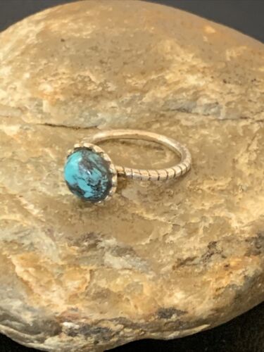 Navajo Blue Kingman Turquoise Pinky Ring | Sterling Silver | Sz 4.5 | Authentic Native American Handmade | 12461