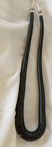 Navajo Black Onyx Bead Necklace | Sterling Silver | 24" | Authentic Native American Handmade | 12528 - Masha USA