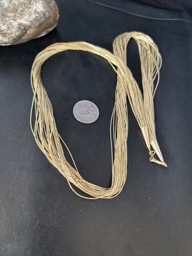 Southwestern Liquid Gold Heishi Necklace | 30 Strands | Sterling Silver Tubes | 30" | 14711