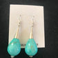 Native American Blue Turquoise Bead Dangle Earrings |  Navajo Handmade Sterling Silver | 960
