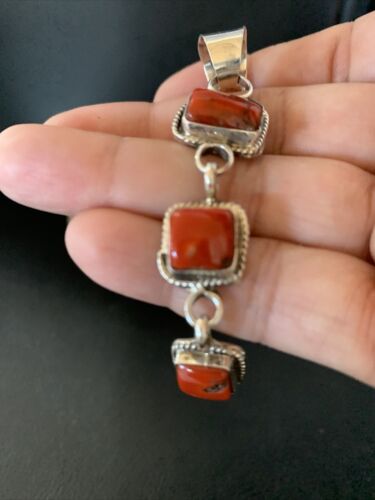Navajo Red Coral Multi-Stone Pendant Necklace | Authentic Native American Sterling Silver | Multi-Stone | 13243
