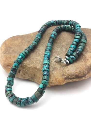 Southwestern Turquoise Heishi Bead Necklace | 12mm | 26" | Sterling Silver | 13928