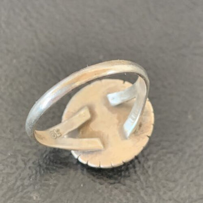 Native American Women's Navajo Green Turquoise Inlay Ring | Sz 6.5 | Sterling Silver | 11205
