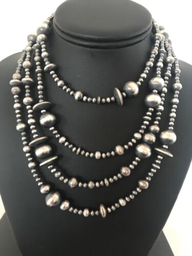 Sterling Silver Navajo Pearls Necklace | 70" | Native American | Southwestern Jewelry | 8503