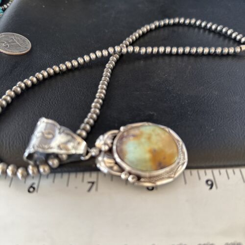 Navajo Blue Golden Hills Pendant Necklace | Sterling Silver | Authentic Native American Handmade | 14600
