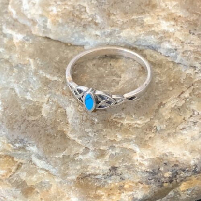 Southwestern Old Pawn Navajo Blue Turquoise Ring | Sterling Silver | Sz 7 | 10876