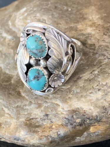 Navajo Kingman Turquoise Multi-Stone Ring | Authentic Native American Sterling Silver | Sz 10.5 | 14171