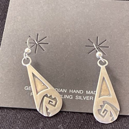 Native American Hopi Sterling Silver Dangle Earrings | Handmade | 01508
