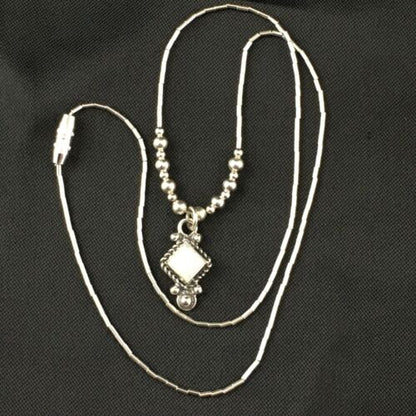 Native American Opal Beads Necklace | Sterling Silver | Opal Inlay Pendant | 15" | 10134