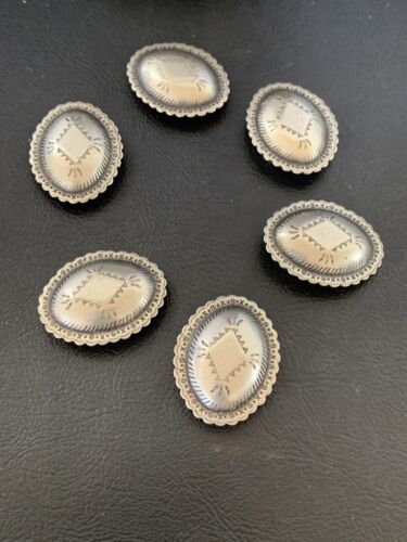Southwestern Sterling Silver Button Covers | Navajo | 1.25" | Set of 6 | Authentic Native American Handmade | 12350