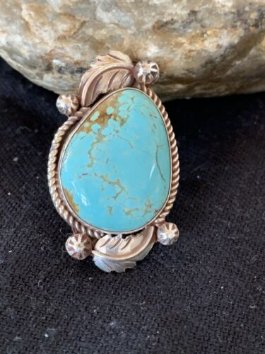 Navajo Blue Turquoise #8 Ring | Sterling Silver | Sz 7 | Authentic Native American Handmade | 671