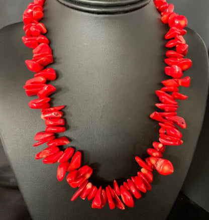 Navajo Bamboo Coral Strand Necklace | Sterling Silver | 18" | Authentic Native American Handmade | 13496