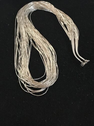 Native American Heishi Tubes Necklace | 30 Strands Liquid Sterling Silver | 23" | 8481