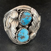 Navajo Kingman Turquoise Multi-Stone Ring | Authentic Native American Sterling Silver | Sz 11.5 | 14127