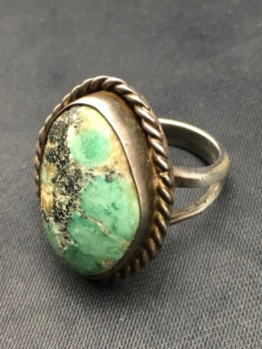 Navajo Blue Turquoise Old Pawn Ring | Sterling Silver | Sz 4.25 | Authentic Native American Handmade | 4408