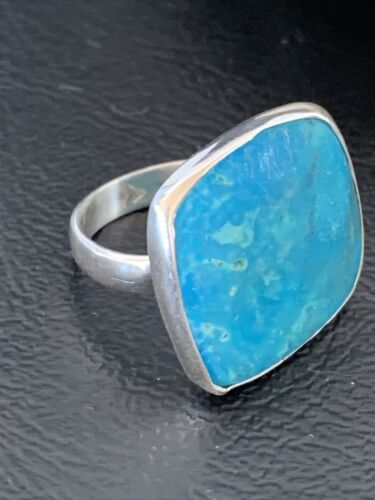 Men's Navajo Blue Kingman Turquoise Ring | Sterling Silver | Adjustable | Sz 7.5 | 10483