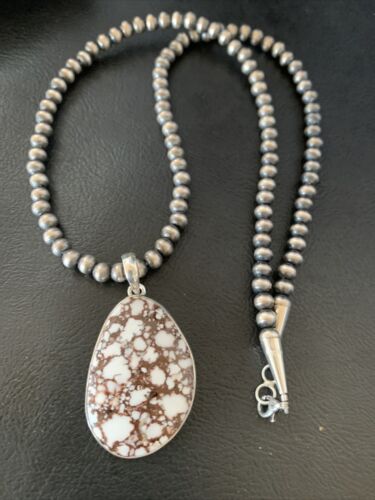 Men's Navajo Wild Horse Turquoise Pendant Necklace | Sterling Silver | Authentic Native American Handmade | 12816