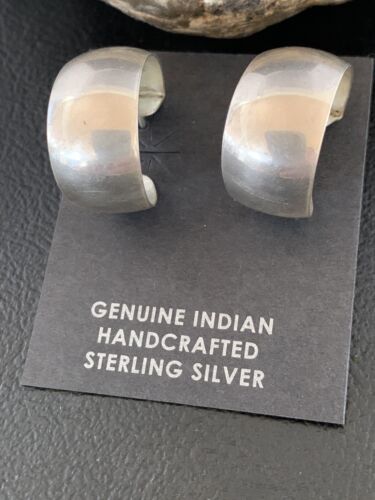 Old Pawn Women's Sterling Silver Hoop Stud Earrings | 1" | 13007