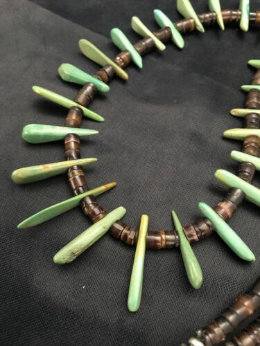 Southwestern Green Turquoise Bone Bead Necklace | Sterling Silver | 20" | 3013 - Masha USA