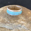 Navajo Blue Turquoise Inlay Band Ring | Sz 6 | Authentic Native American Handmade | 12394