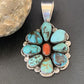 Navajo Cluster Coral Spiderweb Turquoise Pendant | Sterling Silver | Authentic Native American Handmade | 2228