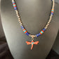 Navajo Dragonfly Pendant | Sterling Silver Turquoise Coral Multi-Color Inlay | Authentic Native American Handmade | 13510