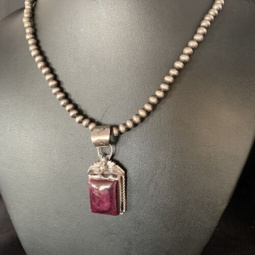 Navajo Purple Spiny Necklace Pendant | Sterling Silver | Authentic Native American Handmade | 13629