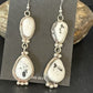 Navajo White Buffalo Turquoise Dangle Earrings | Sterling Silver | 2.5" | Authentic Native American Handmade | 14801
